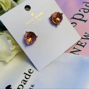 🦩 Kate Spade peachy pink studs with clear …